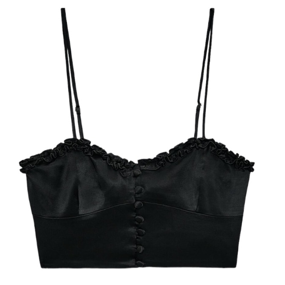 Zara Satin Effect Black Bustier Top - Picture 1 of 10